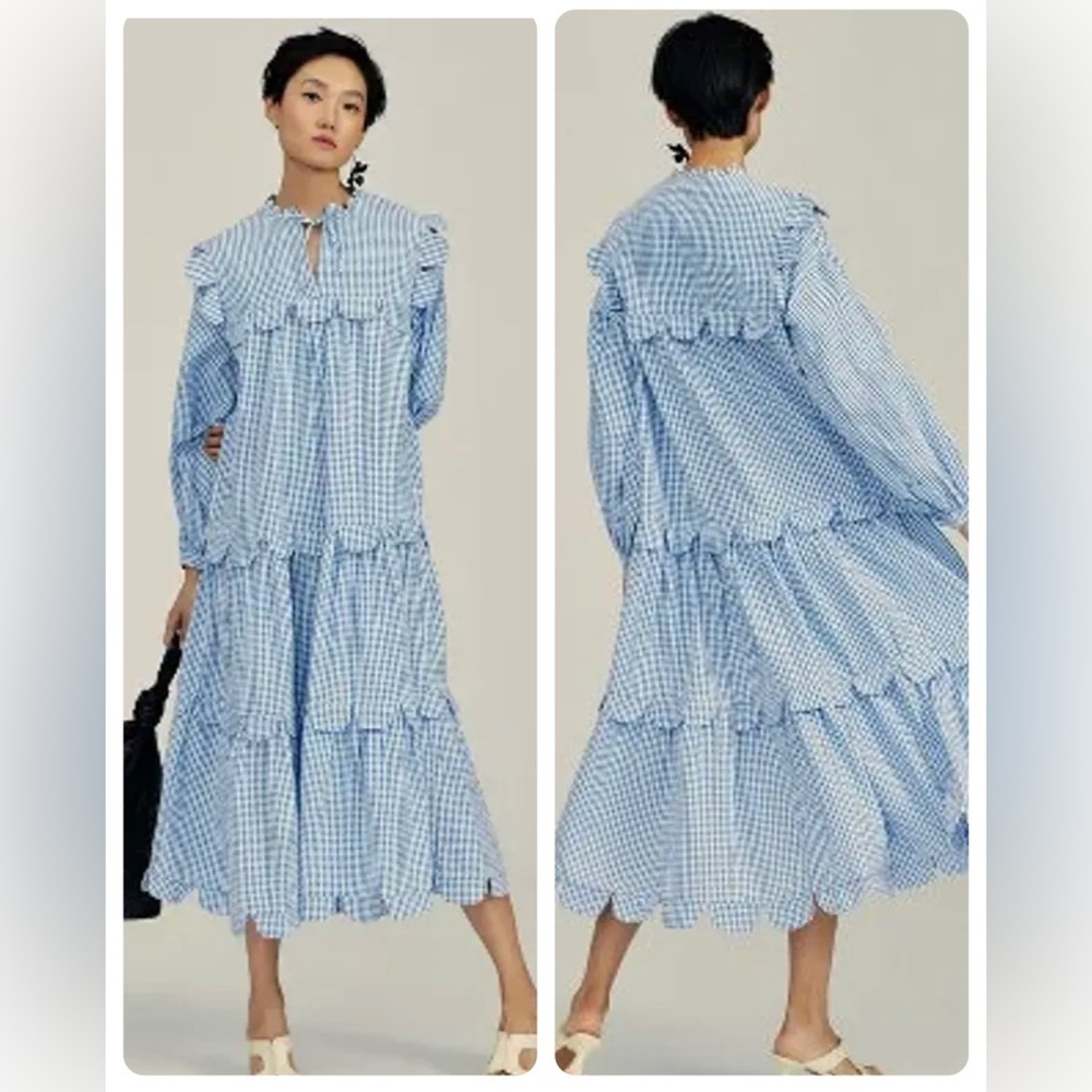 NWT Anthropologie Stella Nova Plaid Print Long Dress